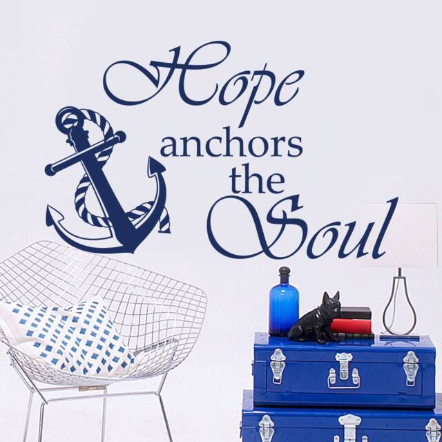 Hope Anchors The Soul Wall Decal - Hebrews 619 Vinyl Bedroom Decor Nautical Anchor Bible Verse J981 - image 1