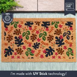 Colorful Welcome Doormat With Flora & Fauna - Floral Pattern Housewarming Gift Cute Flower Entrance Spring Rug - thumbnail 1