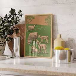 Sheep Farmhouse Print, Vintage Rustic Farm Animal Wall Art - thumbnail 4