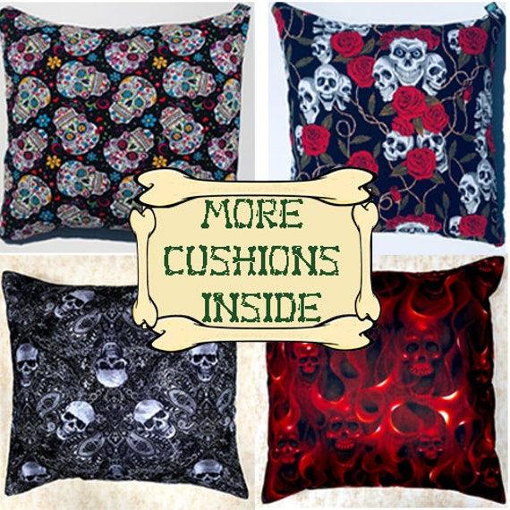 Skull & Skeleton Cover Fits 18 Scatter Cushion Day Of The Dead Sugar/Candy - image 1
