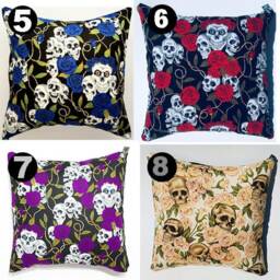 Skull & Skeleton Cover Fits 18 Scatter Cushion Day Of The Dead Sugar/Candy - thumbnail 3