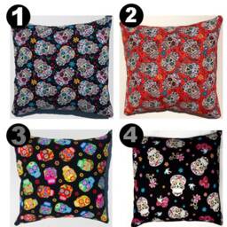 Skull & Skeleton Cover Fits 18 Scatter Cushion Day Of The Dead Sugar/Candy - thumbnail 2