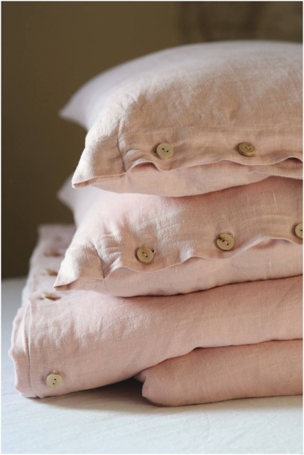 Blush Pink Linen Bedding Set - Duvet Cover With Pillowcases Stonewashed European - image 1