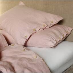 Blush Pink Linen Bedding Set - Duvet Cover With Pillowcases Stonewashed European - thumbnail 3