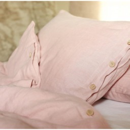 Blush Pink Linen Bedding Set - Duvet Cover With Pillowcases Stonewashed European - thumbnail 2