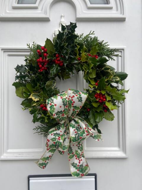 Luxury Holly Door Wreath - Fresh Real Christmas Decor