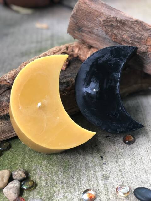 "Large Beeswax Half Moon Candle Natural Honey Scent, 6""x3""x3" - image 1