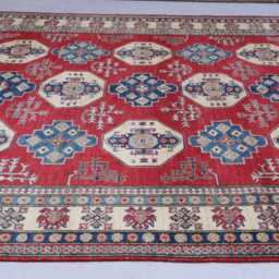 9x12 Large Kazak Area Rug, Red Afghan Natural Dyes Hand Knotted Wool Rugs For Living Room, Bedroom Caucasian Design Oriental Rug - thumbnail 3
