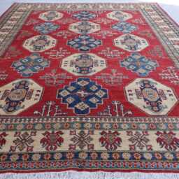 9x12 Large Kazak Area Rug, Red Afghan Natural Dyes Hand Knotted Wool Rugs For Living Room, Bedroom Caucasian Design Oriental Rug - thumbnail 2