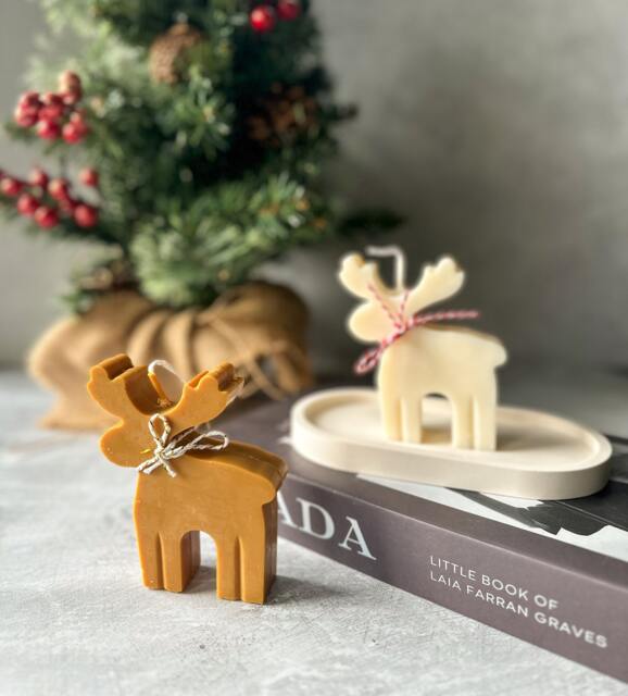 Reindeer Soy Wax Candle - Christmas Holiday Decor - image 1
