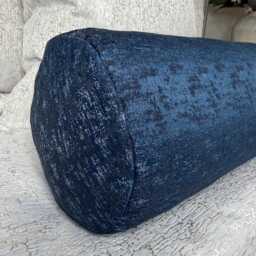 Decorative Navy Bolster Cushion 16x6 John Lewis Fabric Luxury Pillow Handmade UK Kk Pearl Decor - thumbnail 2