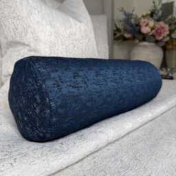 Decorative Navy Bolster Cushion 16x6 John Lewis Fabric Luxury Pillow Handmade UK Kk Pearl Decor - thumbnail 4