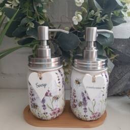Lavender Meadow Soap Dispenser Set. Available Separately. Rustic Decor. Kitchen Bathroom - thumbnail 3