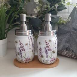 Lavender Meadow Soap Dispenser Set. Available Separately. Rustic Decor. Kitchen Bathroom - thumbnail 2