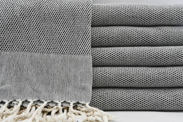 "Black Towel, Turkish Beach Towel, 38""x67" - image 1