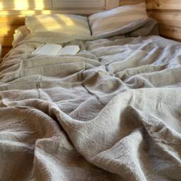 Rustic Linen Throw Blanket, Bed Cover, Textured Linen Blanket, Grey Blanket Coverlet, Daybed Blanket Country Bedspread - thumbnail 4