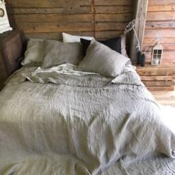 Rustic Linen Throw Blanket, Bed Cover, Textured Linen Blanket, Grey Blanket Coverlet, Daybed Blanket Country Bedspread - thumbnail 3