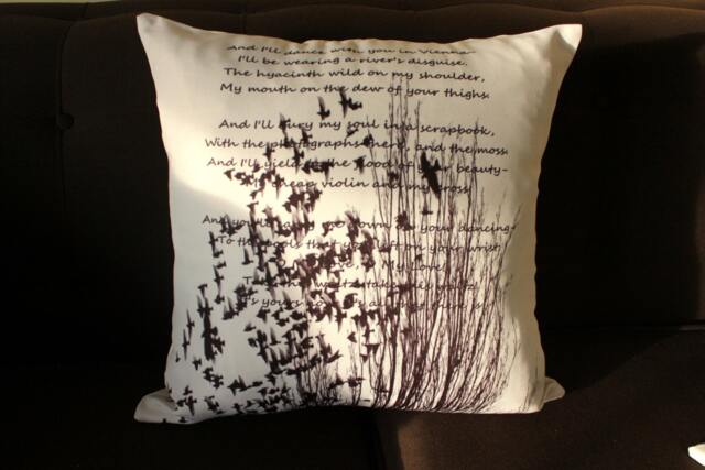 Valentine Gift 2021 Cushion Cover Romantic Poetry Pillow Case Black White Lyrics Unique Fine Art Luxury - image 1