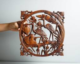 Wooden Flamingo Wall Art, Wood Carving, Animal Decor, Bird Sculpture, Gallery Wall, Hanging Flamingo, Apartment Decor, Wedding Gift - thumbnail 1