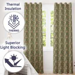 Beige Stone Brick Wall Texture Seamless Pattern Readymade Eyelet Ring Top Thermal 100% Blackout Curtains - thumbnail 3