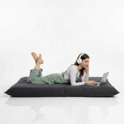 Bean Bag Grey Floor Cushion Large Polyester Pillow - thumbnail 1