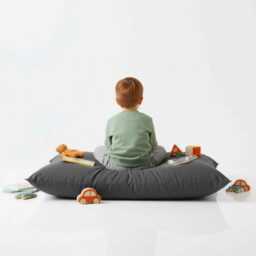 Bean Bag Grey Floor Cushion Large Polyester Pillow - thumbnail 2