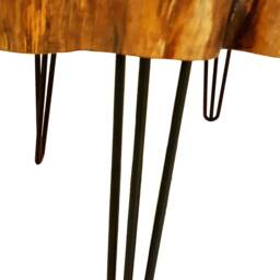 Round Live Edge Coffee Table With Glowing Resin Fillin/Hairpin Cooper Legs Ash Wood - thumbnail 4