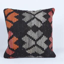 Kilim Cushion Cover, Pillow, Home Decor, Cojin Lana De Konya , Unico, 40x40 cm , 16x16Inc, Decor , Decorative - thumbnail 1