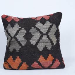 Kilim Cushion Cover, Pillow, Home Decor, Cojin Lana De Konya , Unico, 40x40 cm , 16x16Inc, Decor , Decorative - thumbnail 2