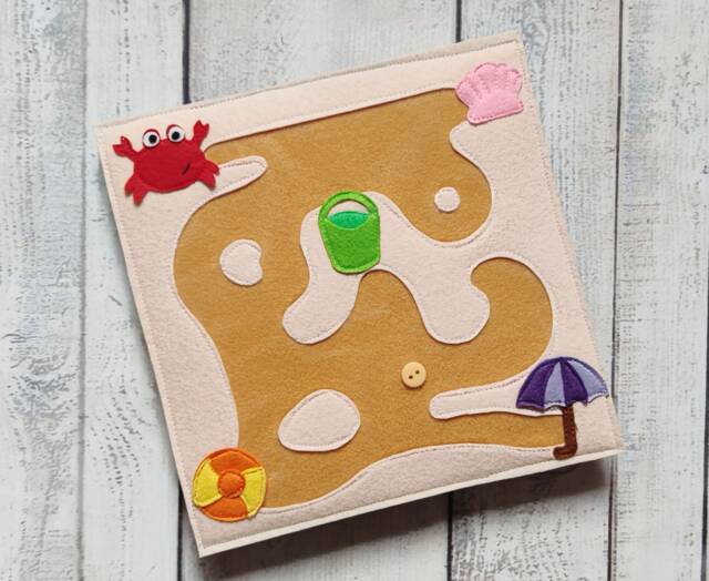 Felt Quiet Book Page Beach Maze Sensory Toy - image 1
