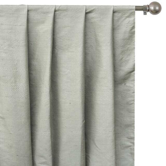 Light Gray Silk Dupioni Curtain Panels - Rod Pocket, Grommet, Box Pleat, Three Pinch Tab Top & Plain Ring Top - image 1