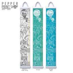 Personalised Monochrome Mountain Adventure Canvas Height Chart, Kid's Growth Chart, Wall Hanging, Hot Air Balloon, in Feet, Inches & cms - thumbnail 3