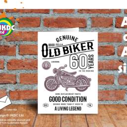 Funny 60 Year Old Biker Retro Style Classic Motorbike Cafe Racer Motif For 60Th Birthday Gift Metal Sign Wall Art Plaque 200x300mm - thumbnail 2