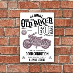 Funny 60 Year Old Biker Retro Style Classic Motorbike Cafe Racer Motif For 60Th Birthday Gift Metal Sign Wall Art Plaque 200x300mm - thumbnail 1