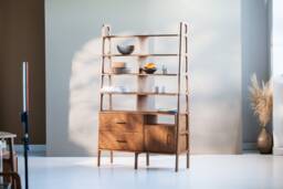 Modular Shelving Unit, Mid Century Library Bookcase With Drawers 120 cm, Wall System, Wooden, Custom Size