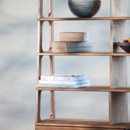 Modular Mid Century Wall Unit, Shelving, Ladder Bookshelf, Custom Furniture, Walnut Bookcase, Vinyl Record Storage - thumbnail 2