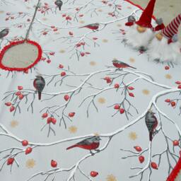 Christmas Tree Skirt Decor Xmas Holiday Swedish Ornament Snowflakes Bird - thumbnail 3