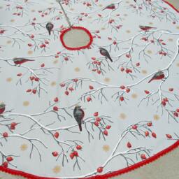 Christmas Tree Skirt Decor Xmas Holiday Swedish Ornament Snowflakes Bird - thumbnail 2