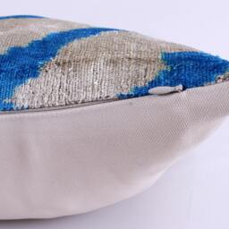 Ikat Velvet Pillow Cover, Handmade Cushion, Decorative Throw Pillow, Boho Cushion Turkish Home Decor - thumbnail 3