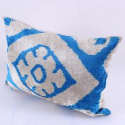 Ikat Velvet Pillow Cover, Handmade Cushion, Decorative Throw Pillow, Boho Cushion Turkish Home Decor - thumbnail 2