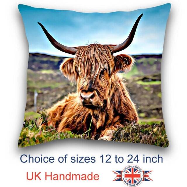 Highland Cow Cushion, Choice Of Sizes, Handmade - image 1