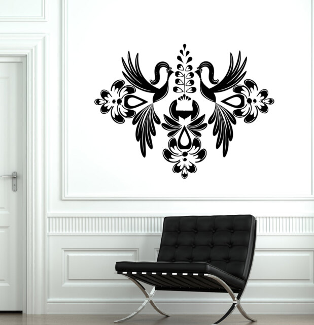 Wall Decal Vinyl Floral Birds Flower Ornament Symbol Cool Sticker 1717Dz - image 1