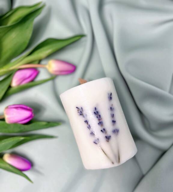Large Scented Pillar Candle, Candle Gift For Her, Dried Flower in A Box, Gift Idea Women, Long Lasting Candle, Birthday - image 1