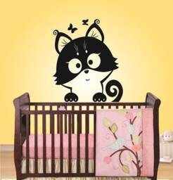 In-Style Decals Wall Vinyl Decal Home Decor Art Sticker Cartoon Kitten Cat Pet Kids Baby Girls Boys Nursery Play Room Removable Design 359 - thumbnail 1