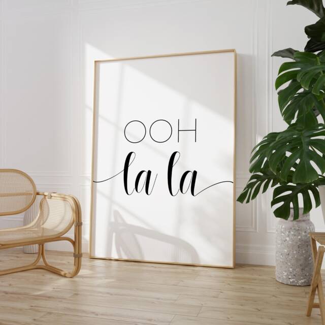 Ooh La - French Print Bedroom Prints Wall Art Home Decor Funny Bathroom Quote - image 1