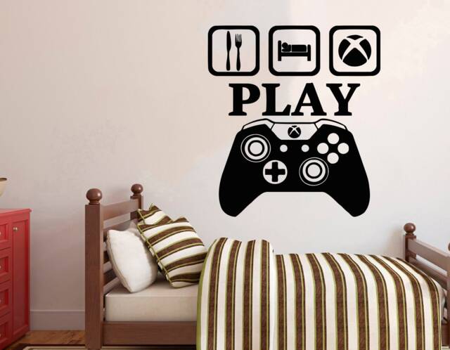 Gamer Wall Decal Eat Sleep Game Controller Vinyl Sticker 3054 - image 1
