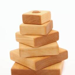 Wooden Pyramid - Square Stacking Toy Learning Montessori Toys Stacker Motor Skills Birthday Gift - thumbnail 3