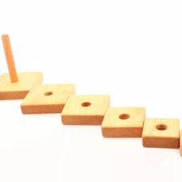 Wooden Pyramid - Square Stacking Toy Learning Montessori Toys Stacker Motor Skills Birthday Gift - thumbnail 2