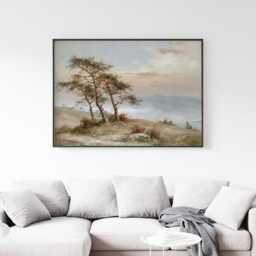 Pine Tree Cliff Poster, Lakeside Landscape Print, Nature Wall Art, Paper - thumbnail 3