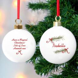 Personalized Christmas Bauble Seasonal Sprig, New Couple Gift - thumbnail 3